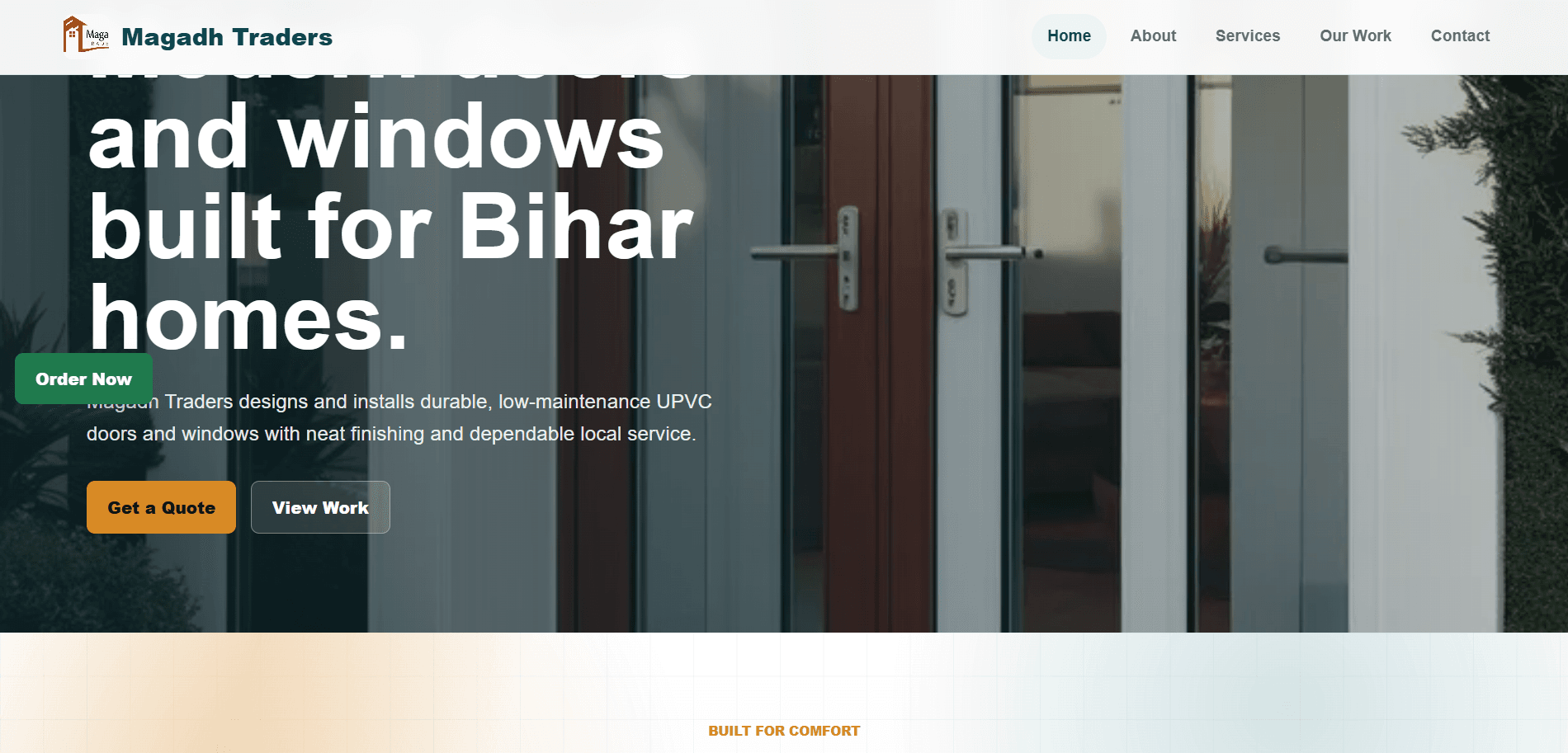 UPVC Magadh Traders website developed by The Frame Times